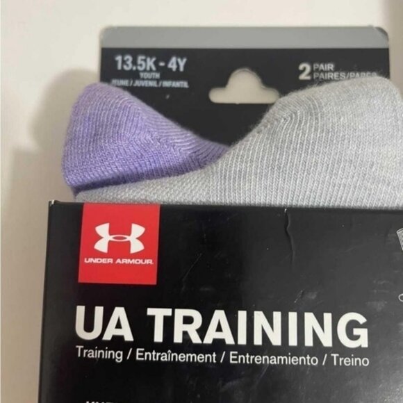 Under Armour Girls Tall High Socks Purple Youth 13.5 - 4 NEW - Picture 3 of 3